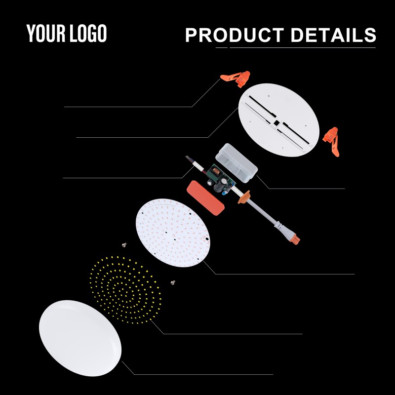 36W குறைக்கப்பட்ட LED ஃபிரேம்லெஸ் பேனல் லைட், அலுமினியம் + பிசி, இரும்பு + பிபி